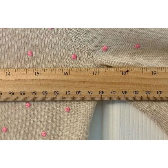 J.Crew Pink Polkadot 100% Merino Wool Lightweight Crewneck Sweater Size Medium - Picture 9 of 9